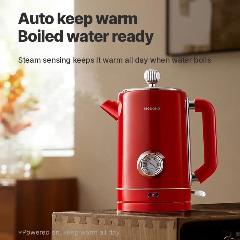 Chaleira Elétrica de Aço Inoxidável 304 1.8L Manter Aquecido 1500W