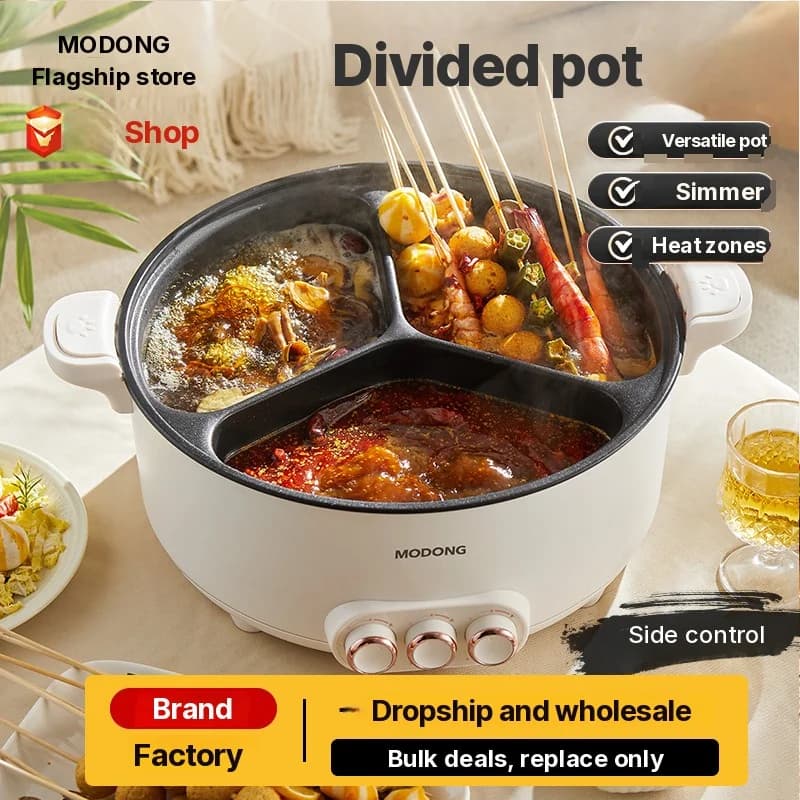 Panela Elétrica Dividida 6L-8L, 220V, 5-6 Pessoas