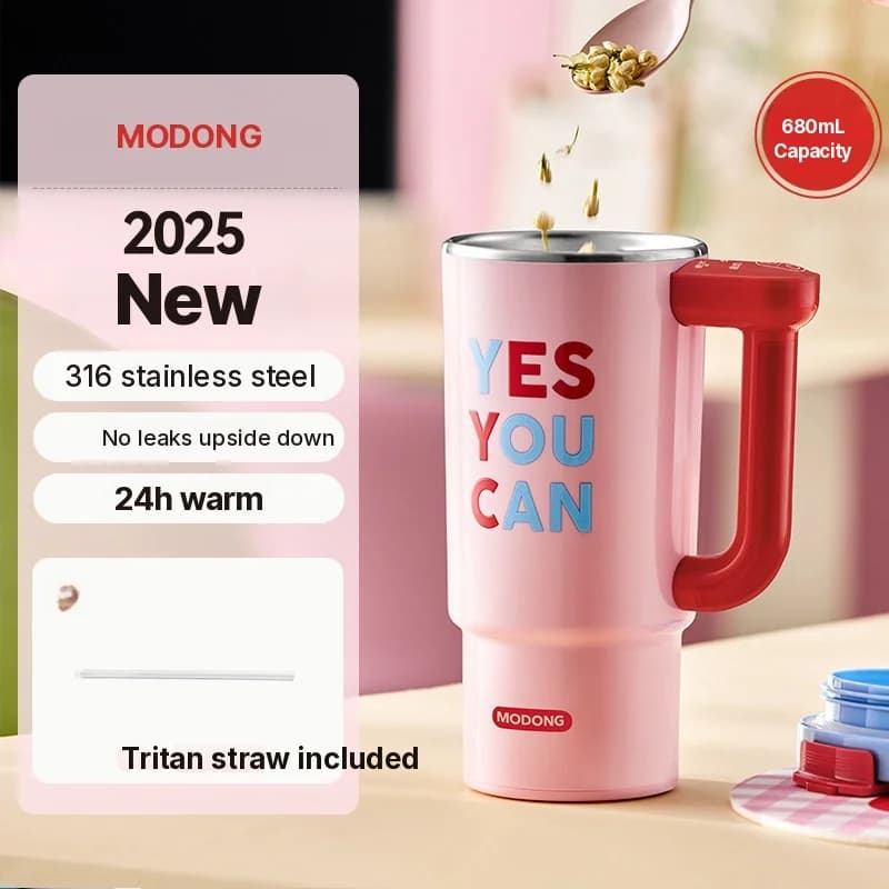 Copo Térmico Elétrico Portátil com Interior em Aço Inoxidável de 680ml