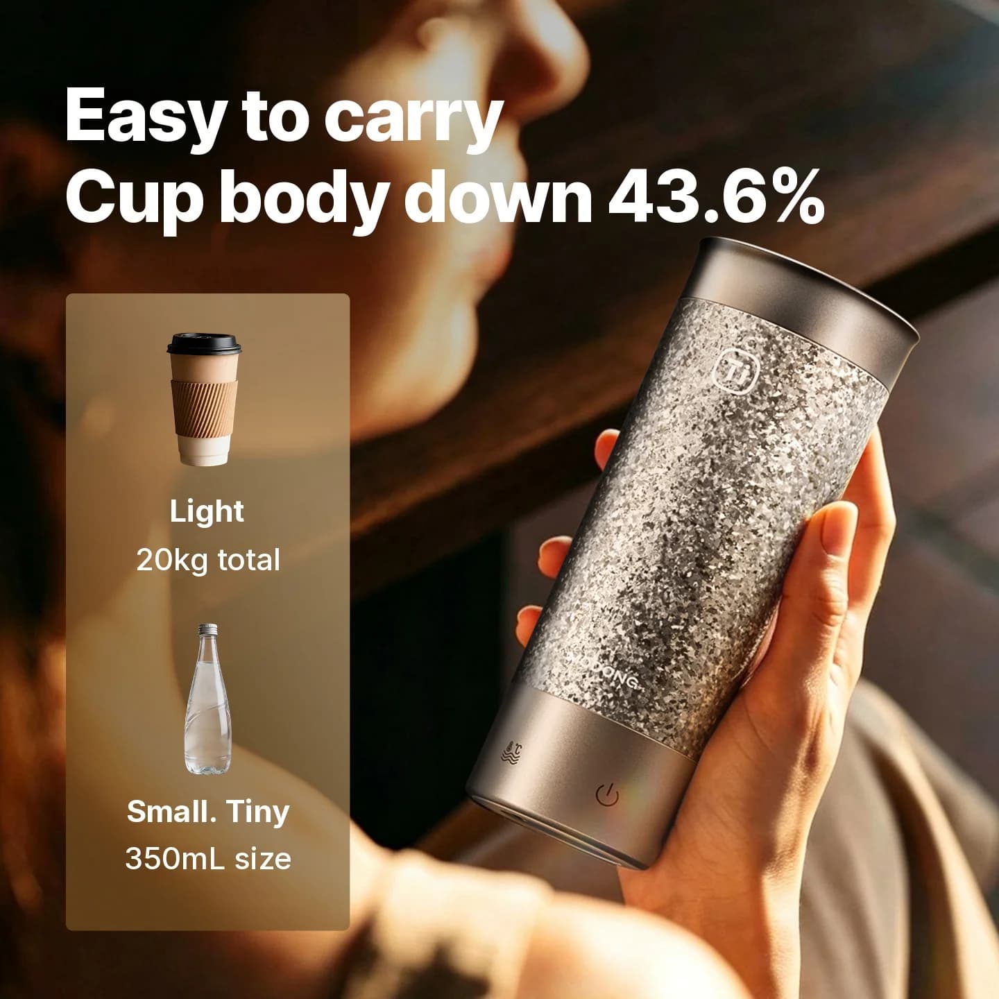Copo Elétrico Portátil de Titânio 350ml Caixa de Presente
