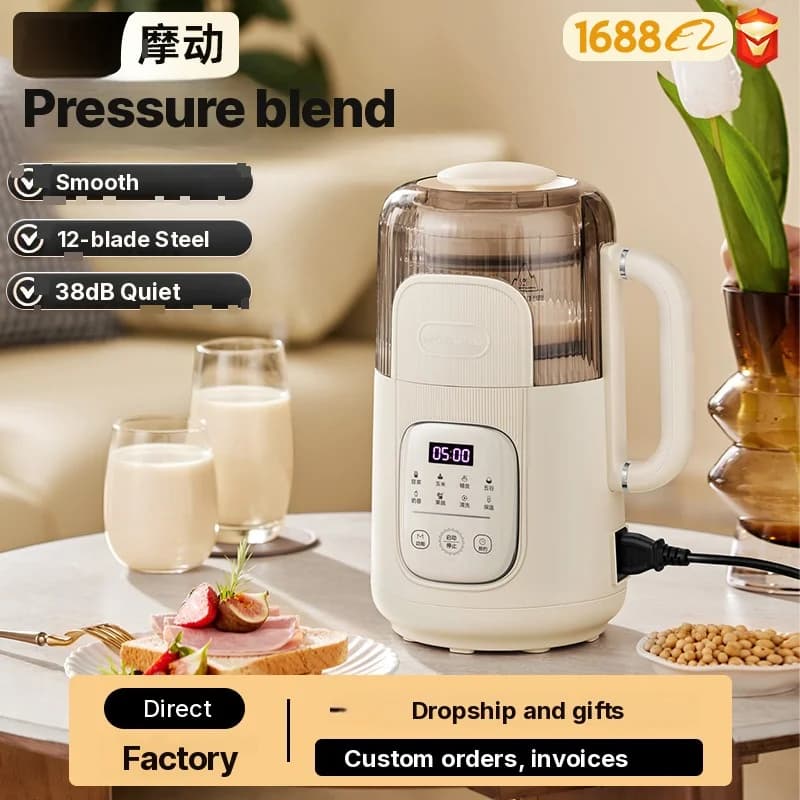 Liquidificador aquecido 1.2L com controle por toque, corpo de vidro