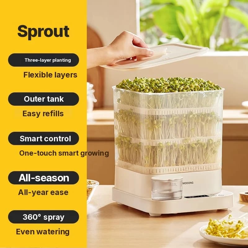 Germinador de Brotos Elétrico Doméstico 1,5L 20W 3 Camadas