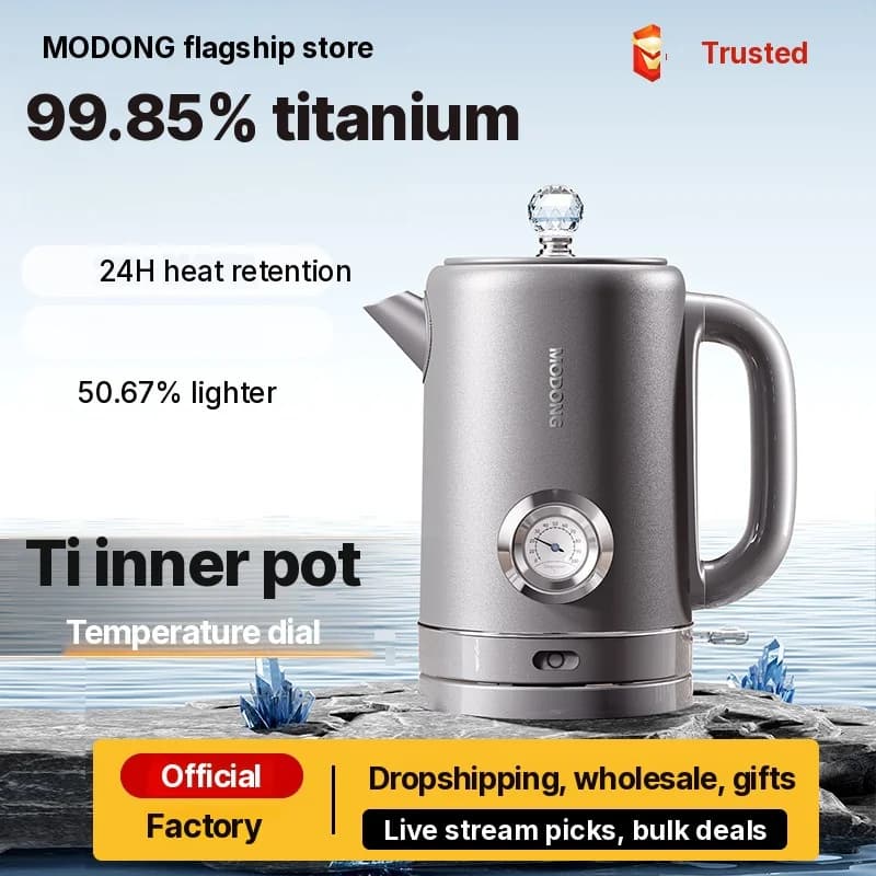 Chaleira Elétrica de Titânio Puro 1.8L com Display de Temperatura