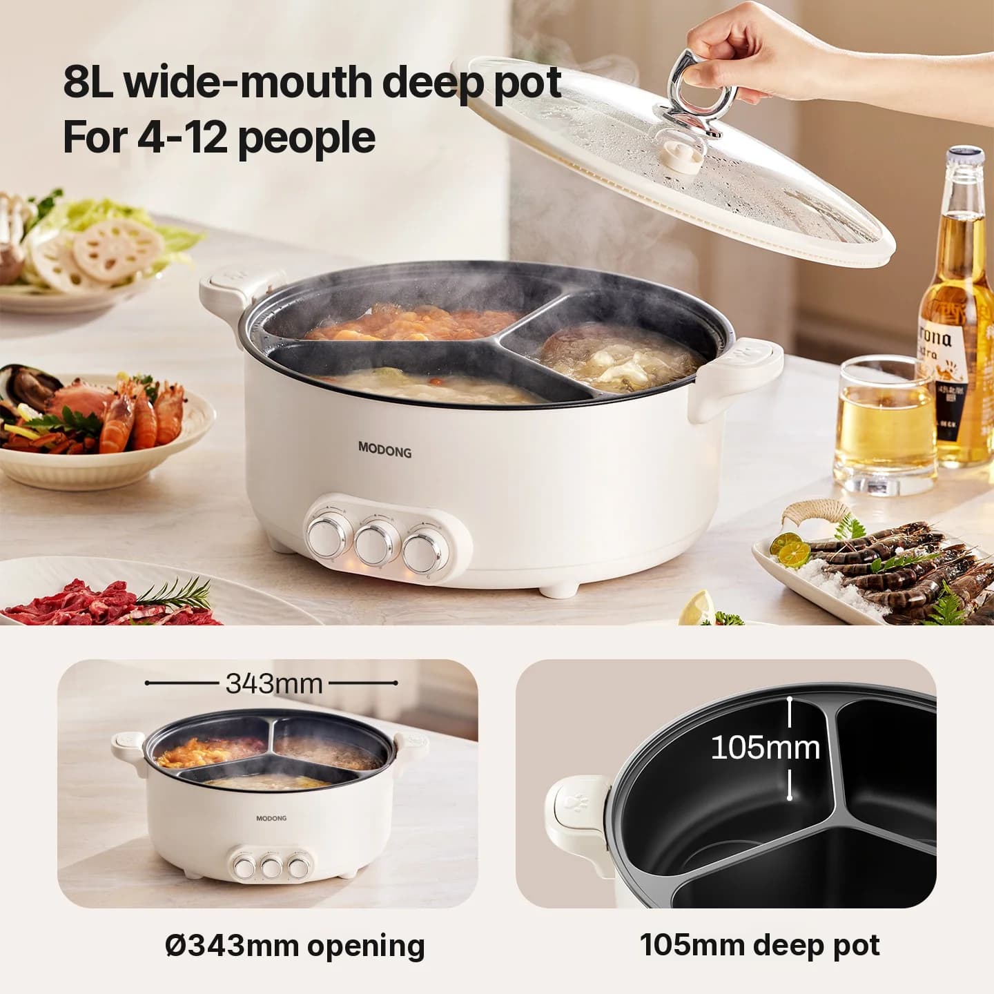 Panela Elétrica com Divisória, 5.6L/8L, 220V
