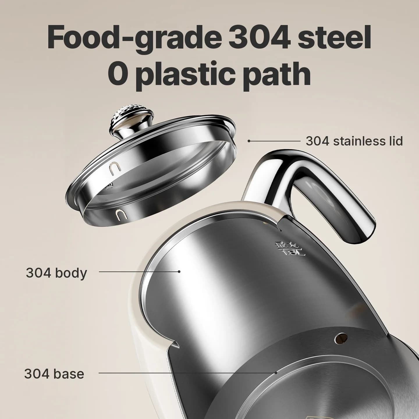 Chaleira Elétrica de Aço Inoxidável 304 com Visor de Temperatura