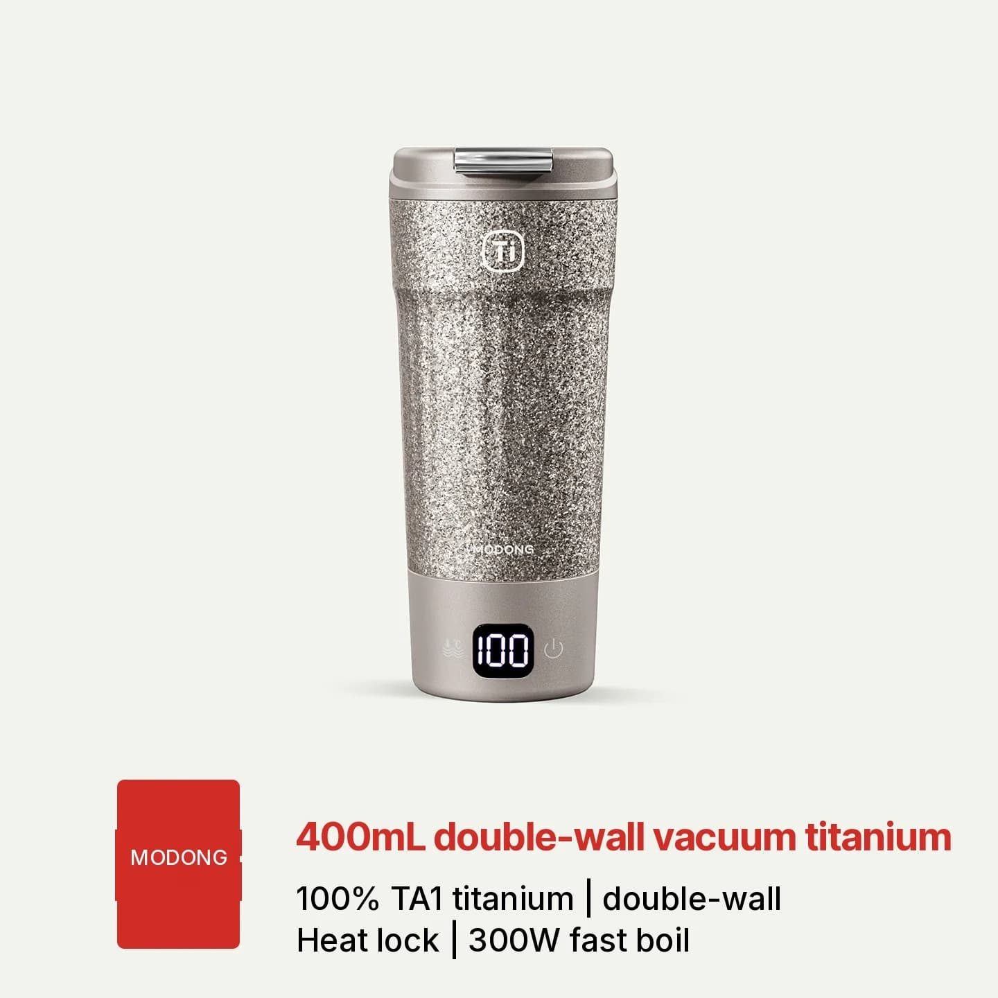 Copo Elétrico de Viagem em Titânio 400ml com Display de Temperatura