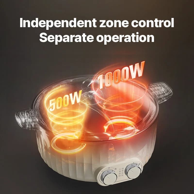 Panela Elétrica 7L de Duas Zonas com Controle Independente de Temperatura