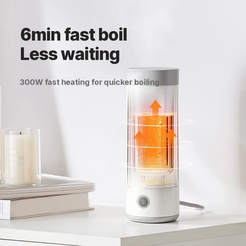 Copo Elétrico Portátil para Aquecer Água, Revestimento 304, 300ml