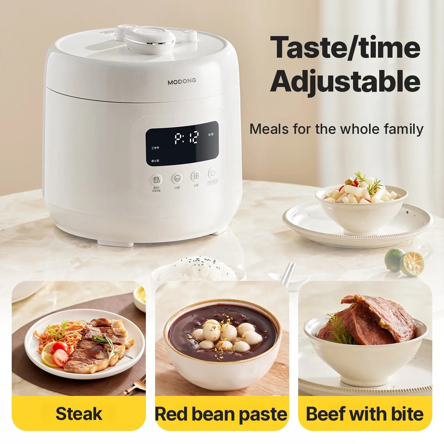 Panela de Pressão Elétrica 4L com Revestimento Cerâmico, 800W, Timer de 17-24H