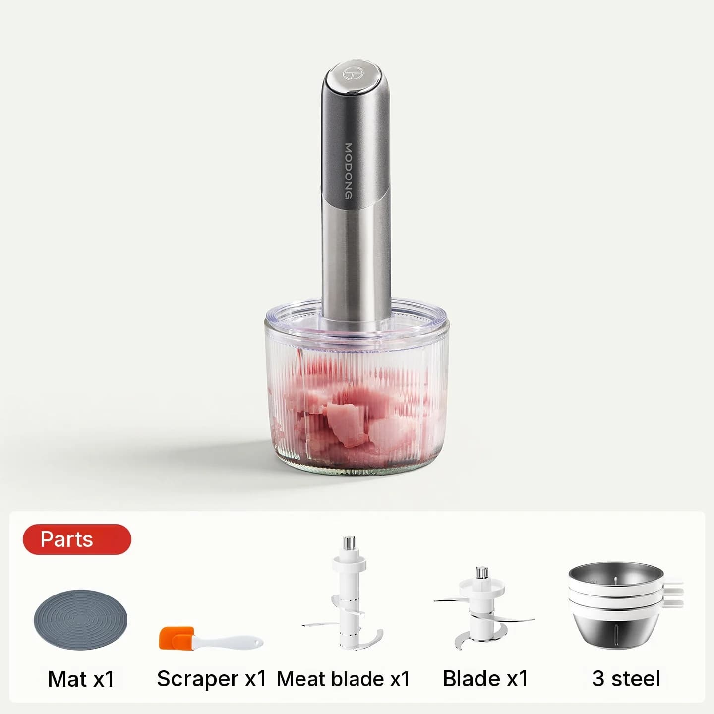 Picador Elétrico Portátil de Alimentos com Tigela de Vidro