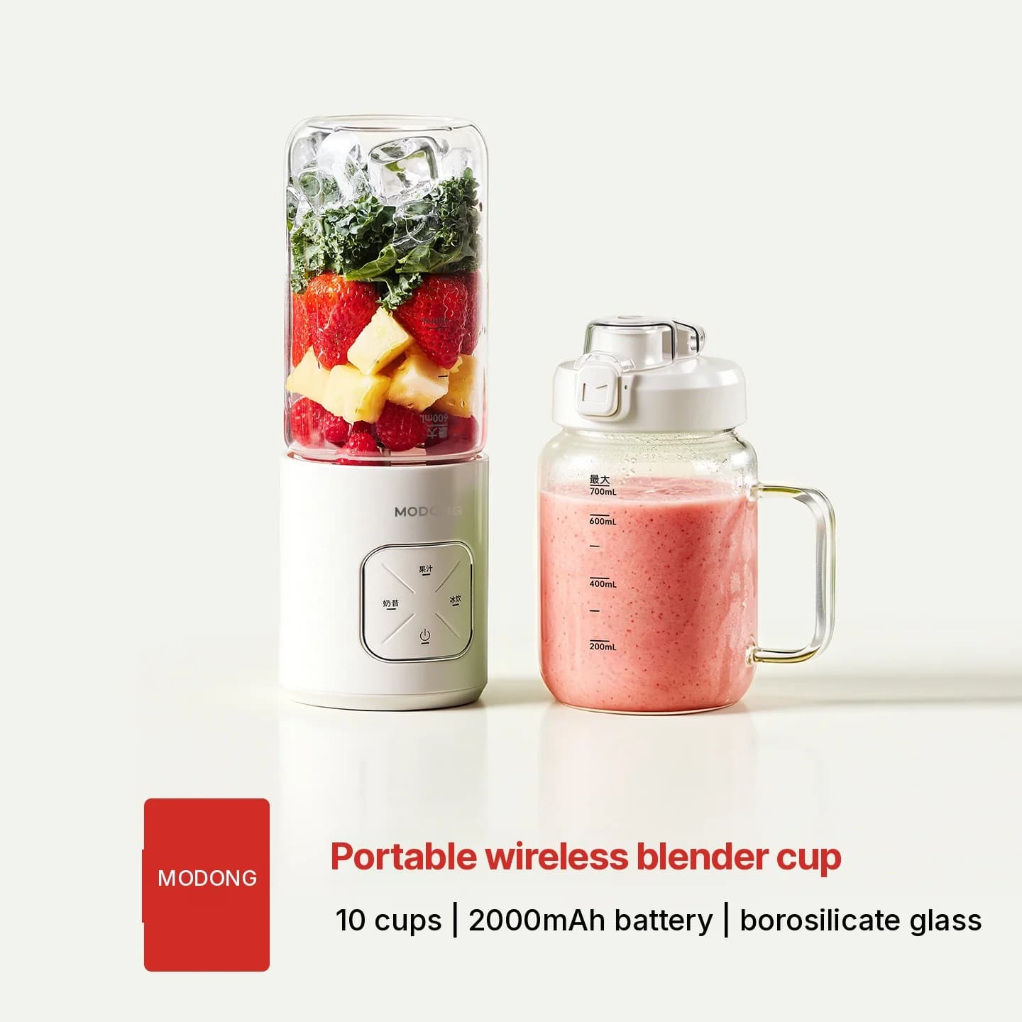 Copo Liquidificador Portátil Sem Fio com Duas Canecas e Tritura Gelo