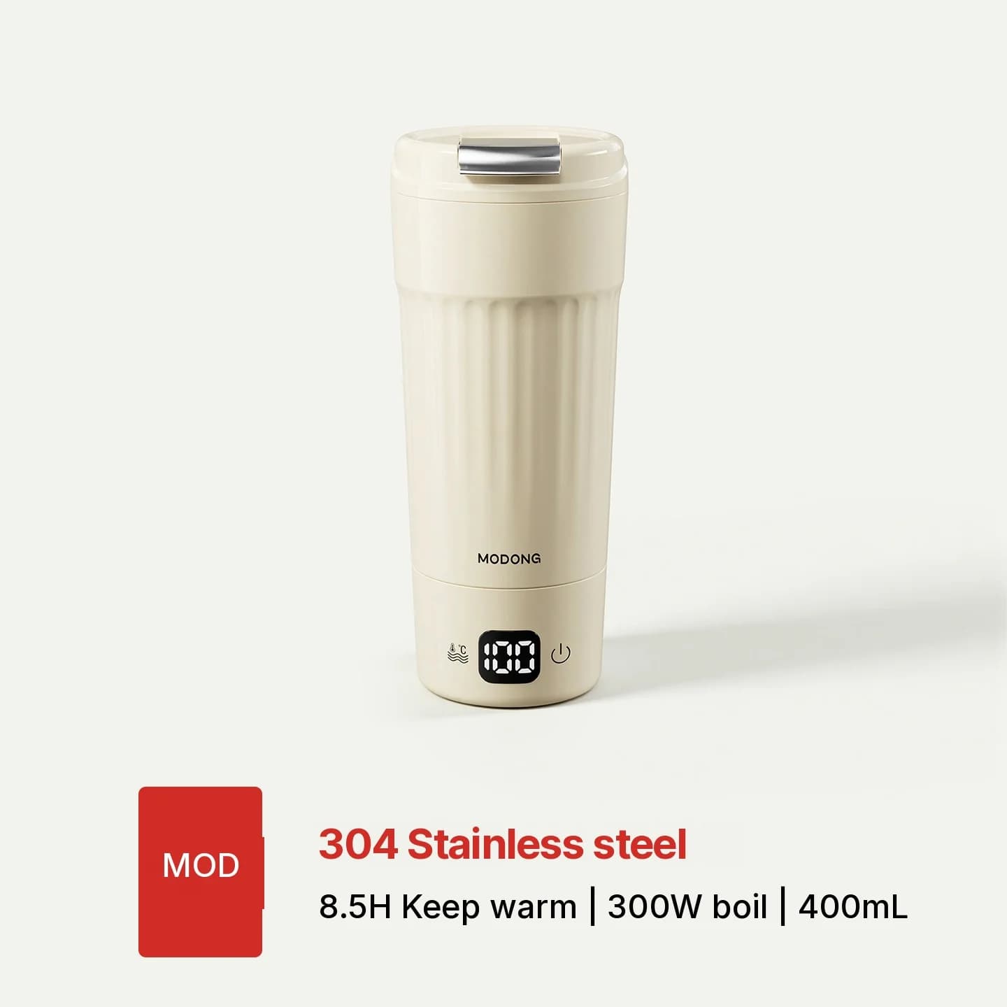 Copo elétrico portátil de aquecimento, 400mL, 7 ajustes de temperatura