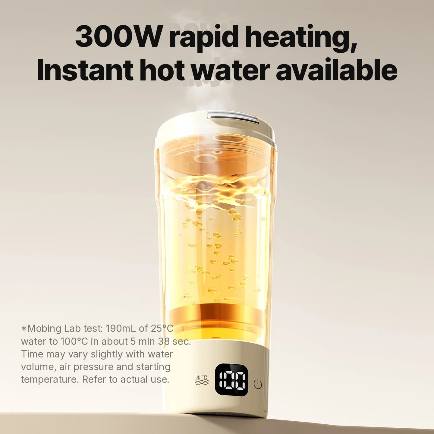 Copo elétrico portátil de aquecimento, 400mL, 7 ajustes de temperatura
