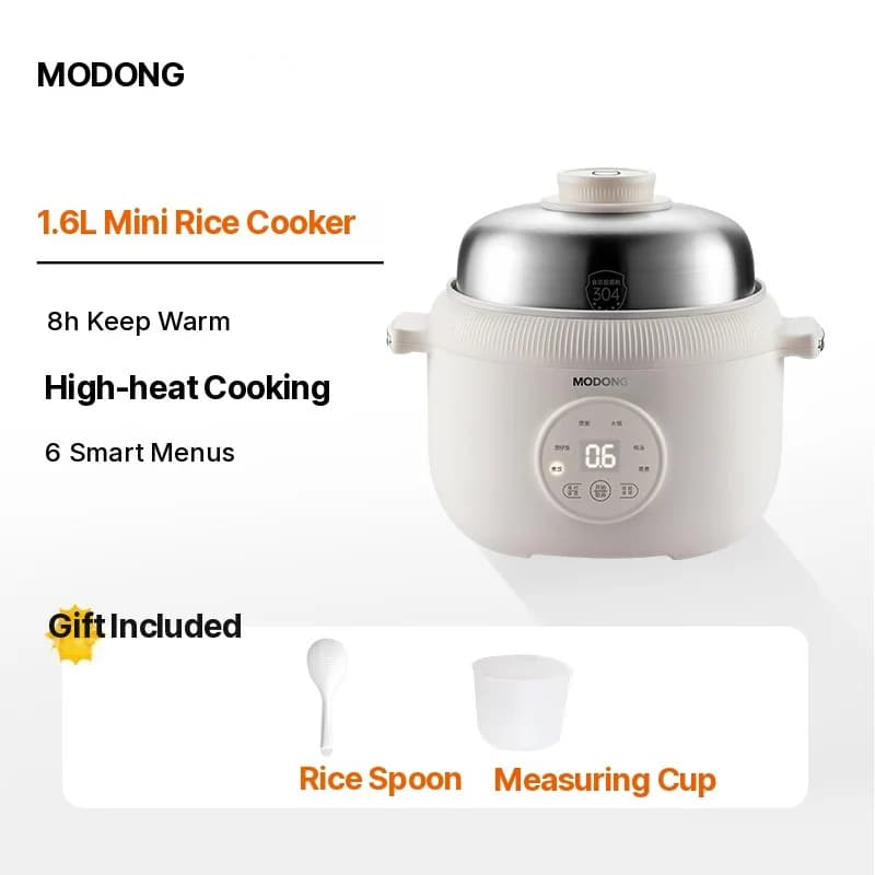 Mini Panela de Arroz Elétrica 1,6L com Recipiente Interno de Cerâmica