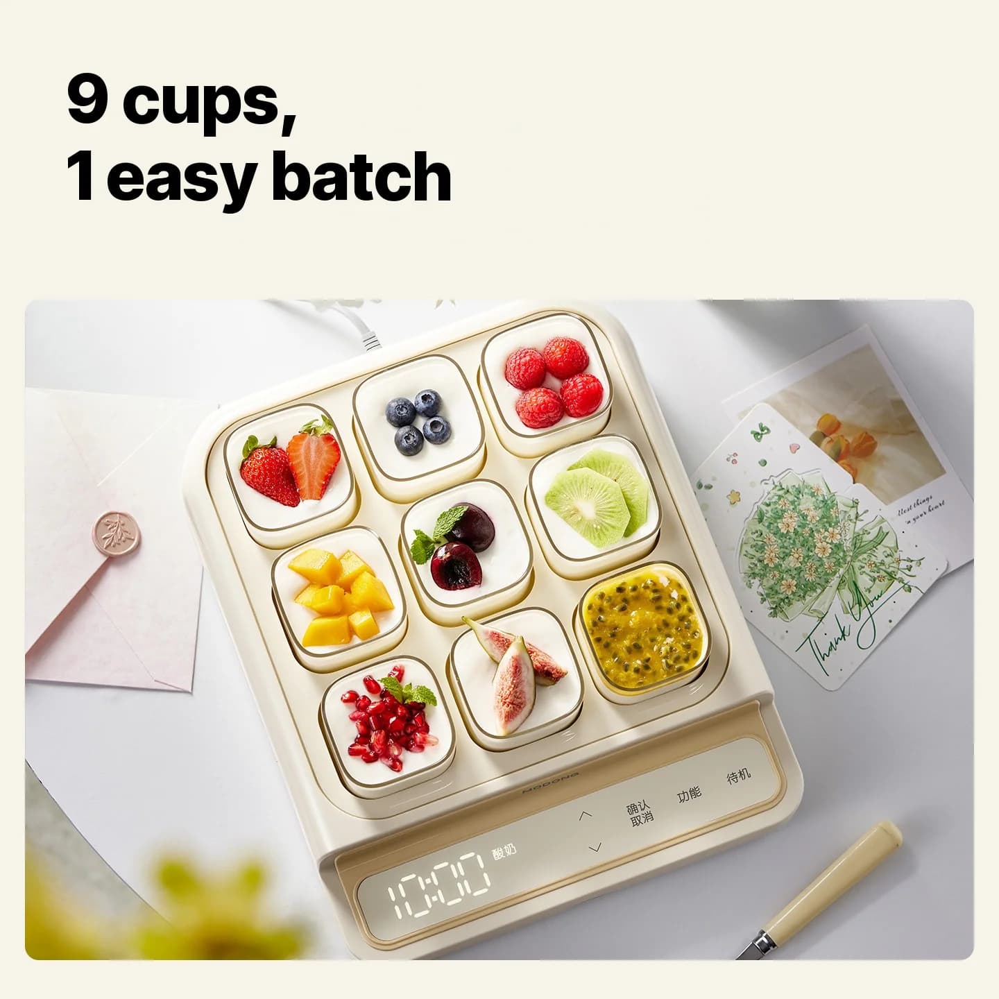 Fazedor de Iogurte 9 Copos com Recipiente Interno de Vidro e Timer