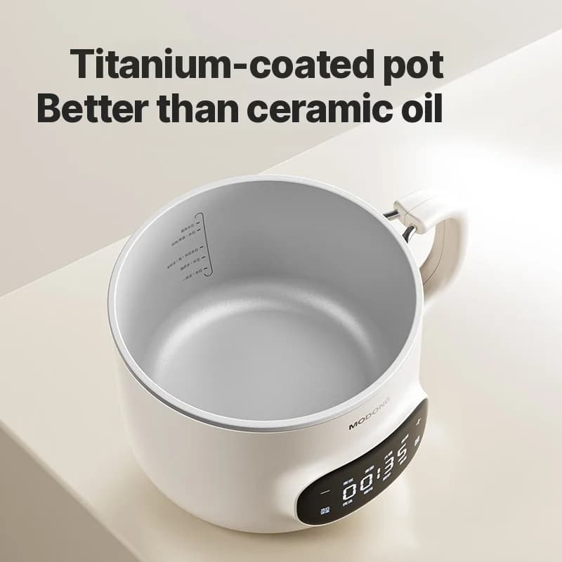 Panela elétrica mini 2L com revestimento cerâmico antiaderente e vaporizador