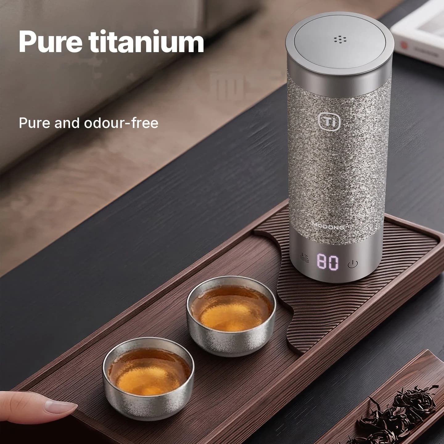 Conjunto de Xícaras Gongfu de Titânio Puro 55ml Acabamento Liso Artesanal