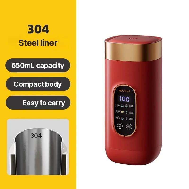 Copo Térmico Elétrico Portátil para Água 650ml Revestimento 304 220V