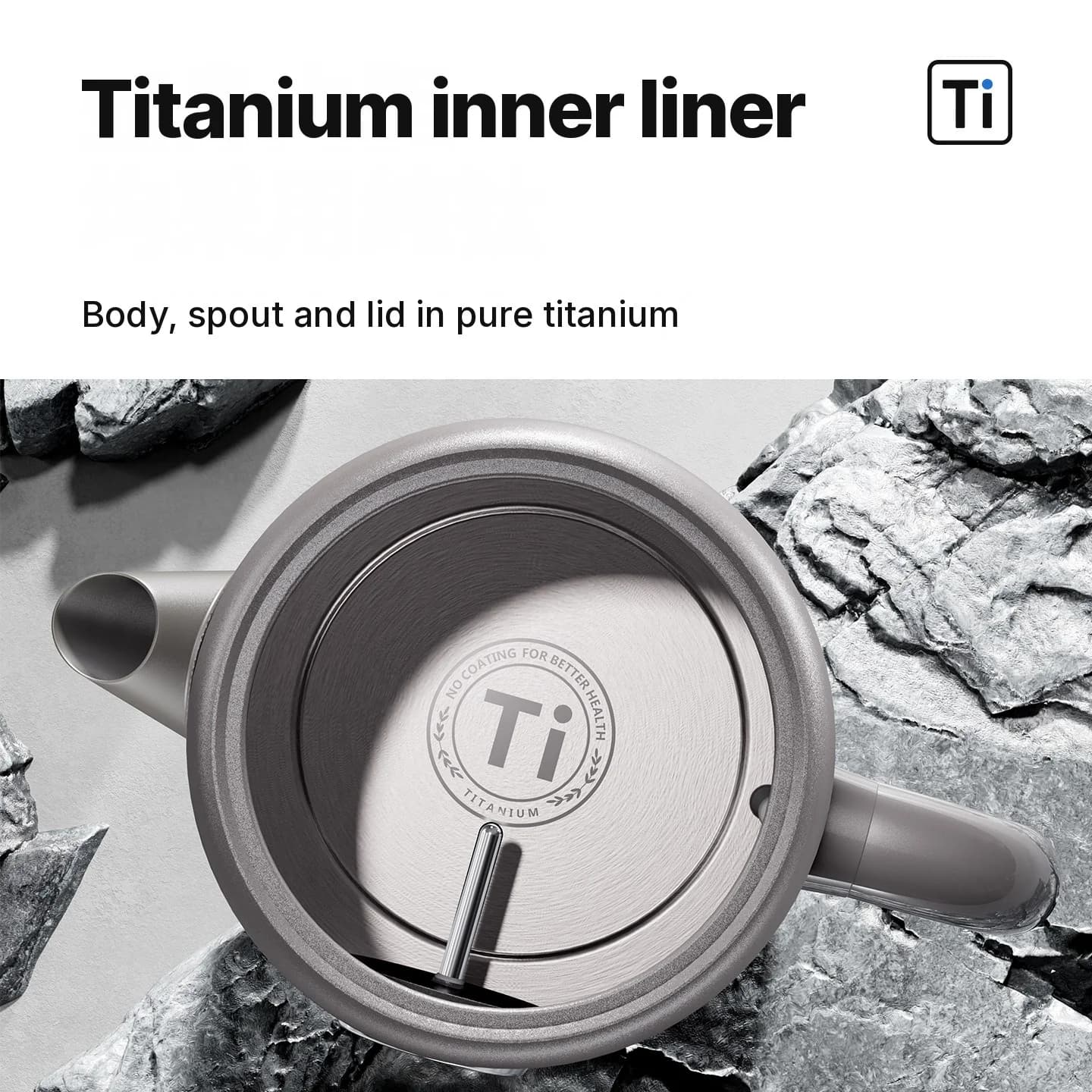 Chaleira Elétrica de Titânio Puro 1,8L com Visor de Temperatura