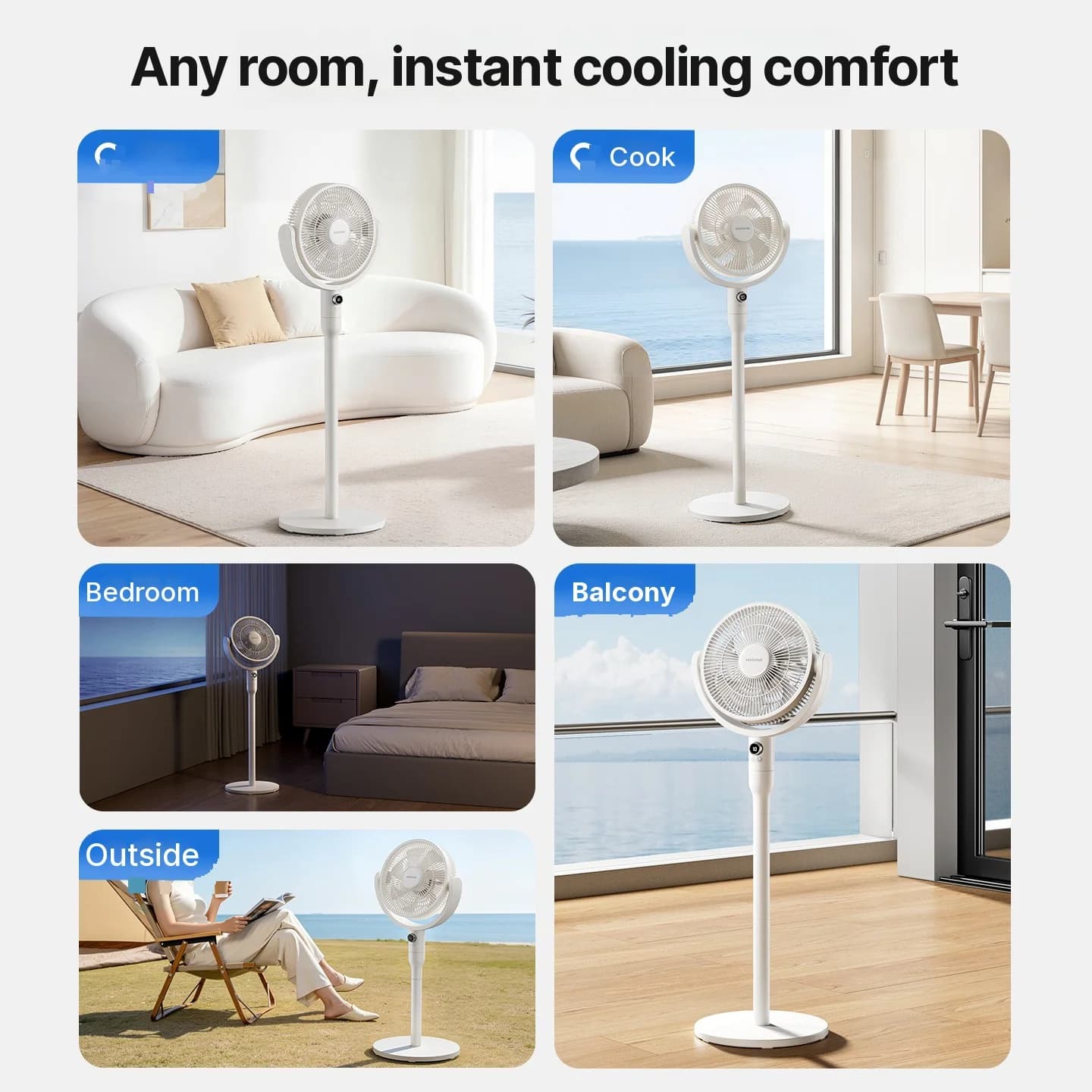 Ventilador de circulação de ar de mesa com controle por voz e oscilação