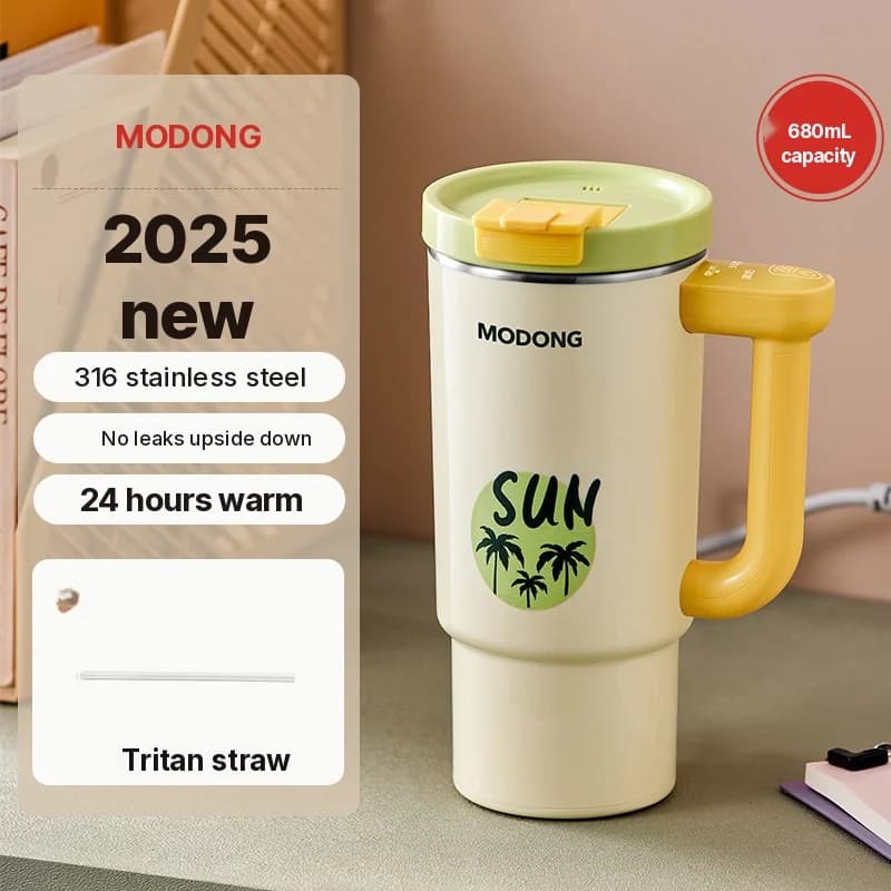 Copo Térmico Elétrico Portátil com Interior em Aço Inoxidável de 680ml