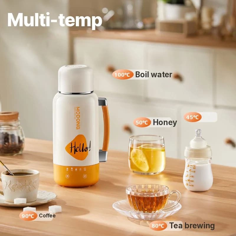 Caneca Kettle Elétrica Portátil para Carro e Tomada 1L Aço Inoxidável 316