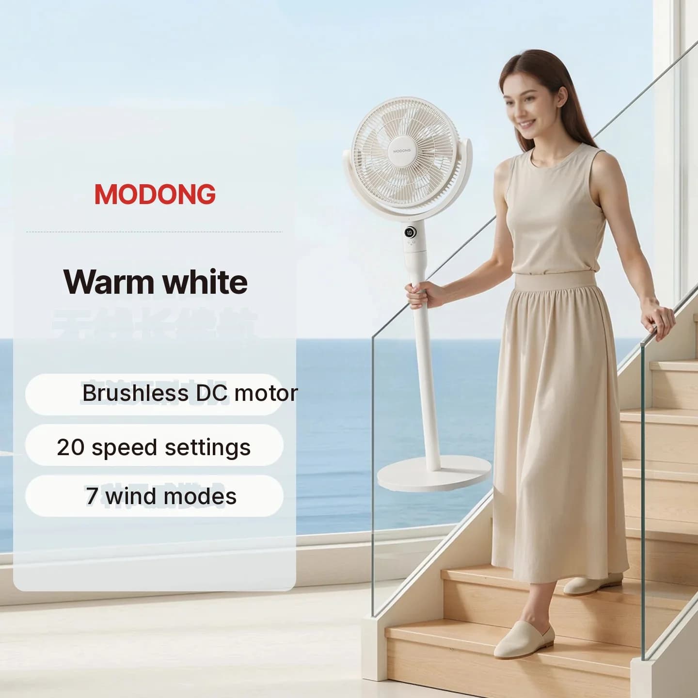 Ventilador de circulação de ar de mesa com controle por voz e oscilação