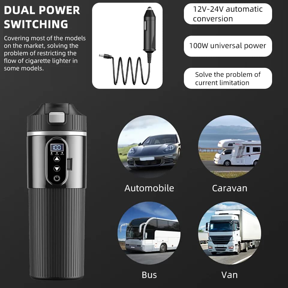 Copo Aquecido Elétrico 500ml 12V/24V