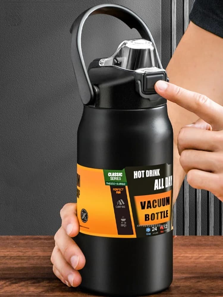 Garrafa Térmica Esportiva Grande com Canudo 0.8-1.5L