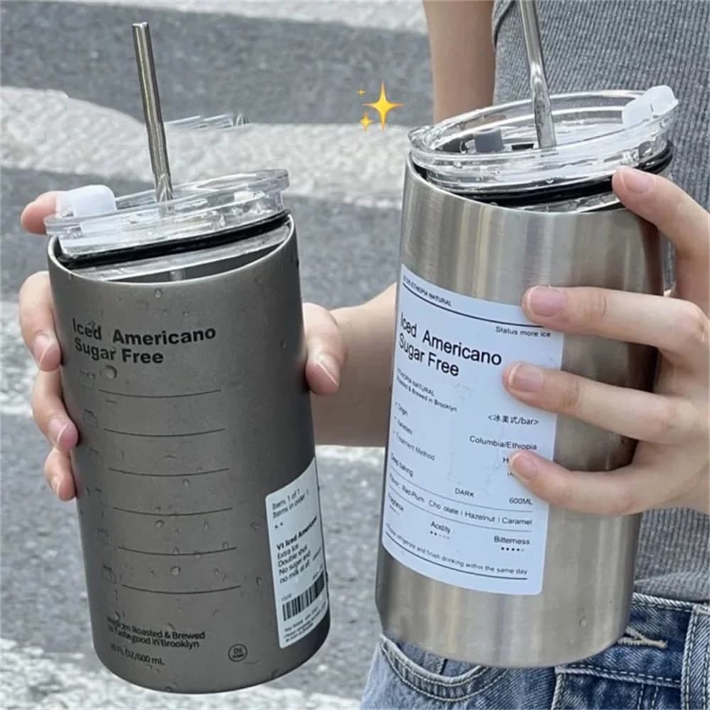 Caneca Térmica com Canudo 600ml