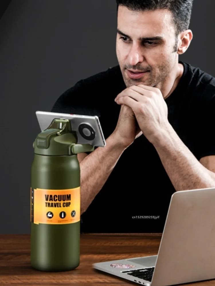 Garrafa Térmica Esportiva Grande com Canudo 0.8-1.5L