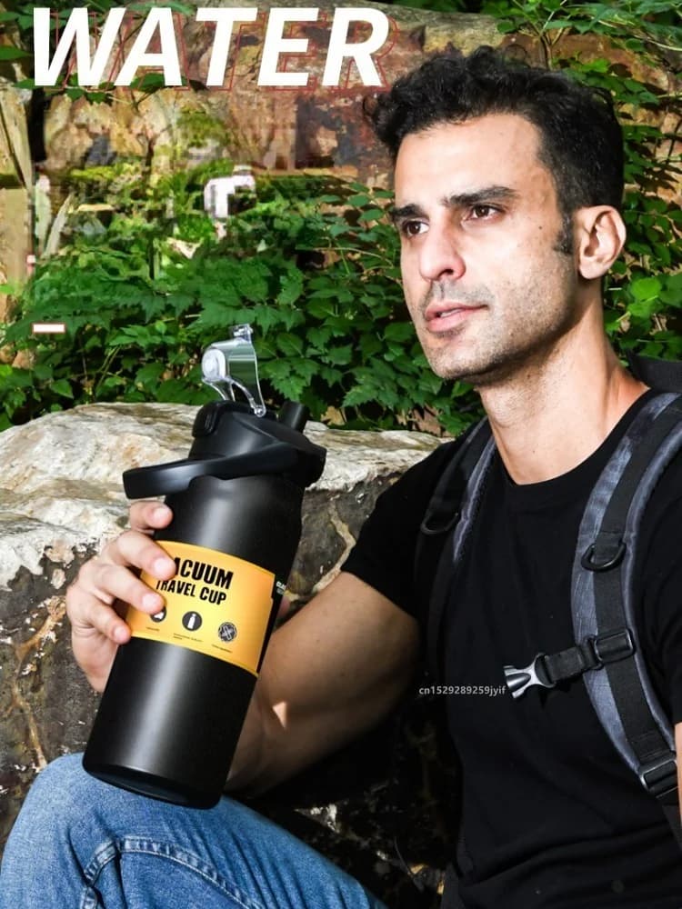 Garrafa Térmica Esportiva Grande com Canudo 0.8-1.5L